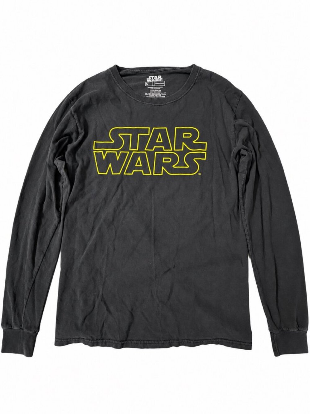 Star Wars Long Sleeve T-Shirt Men's S Black Yellow Outline Logo Fifth Sun